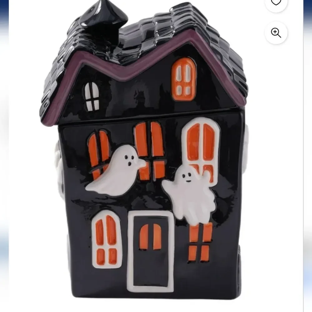 Haunted House Cookie Jar - Black and Orange